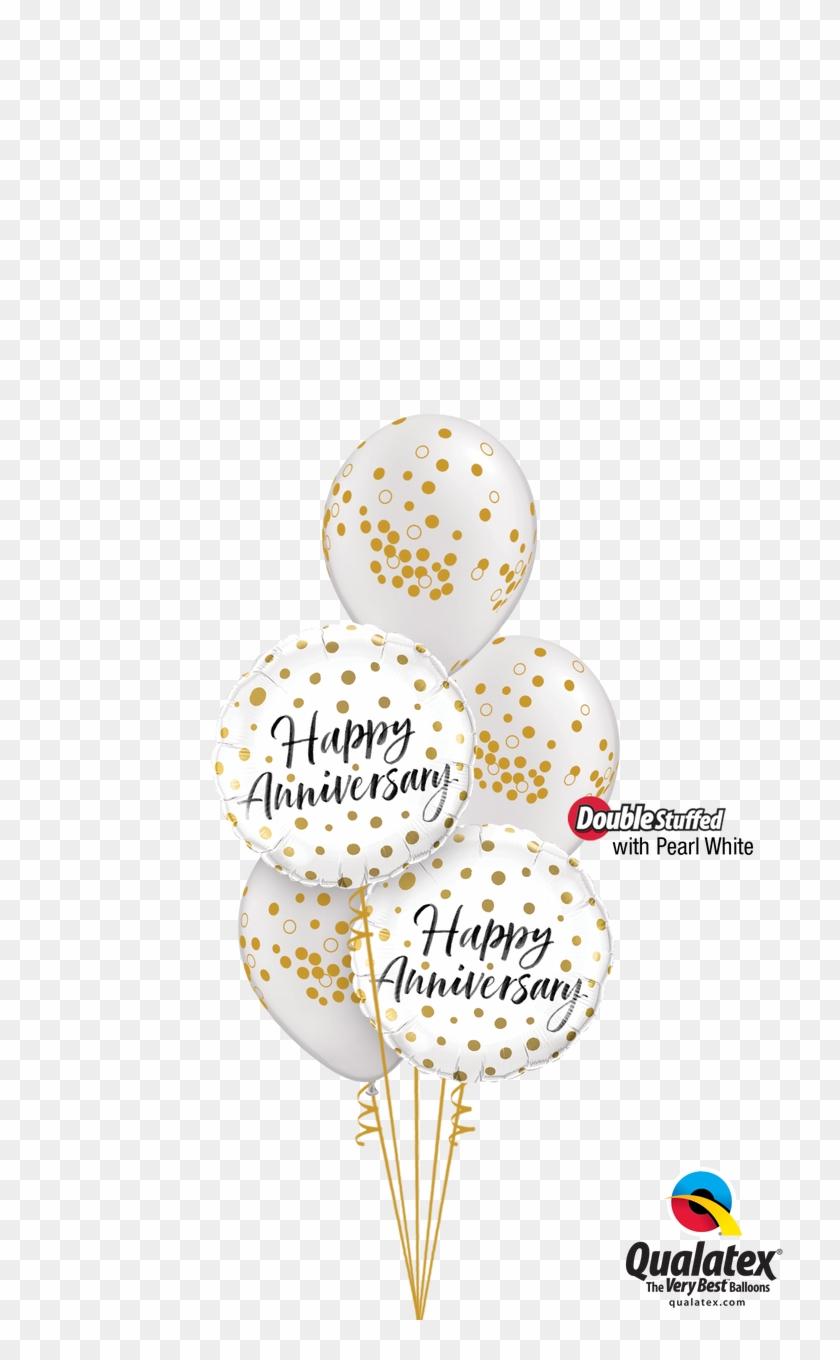 Happy Anniversary Gold Dots Bouquet - Balloon Clipart #392456