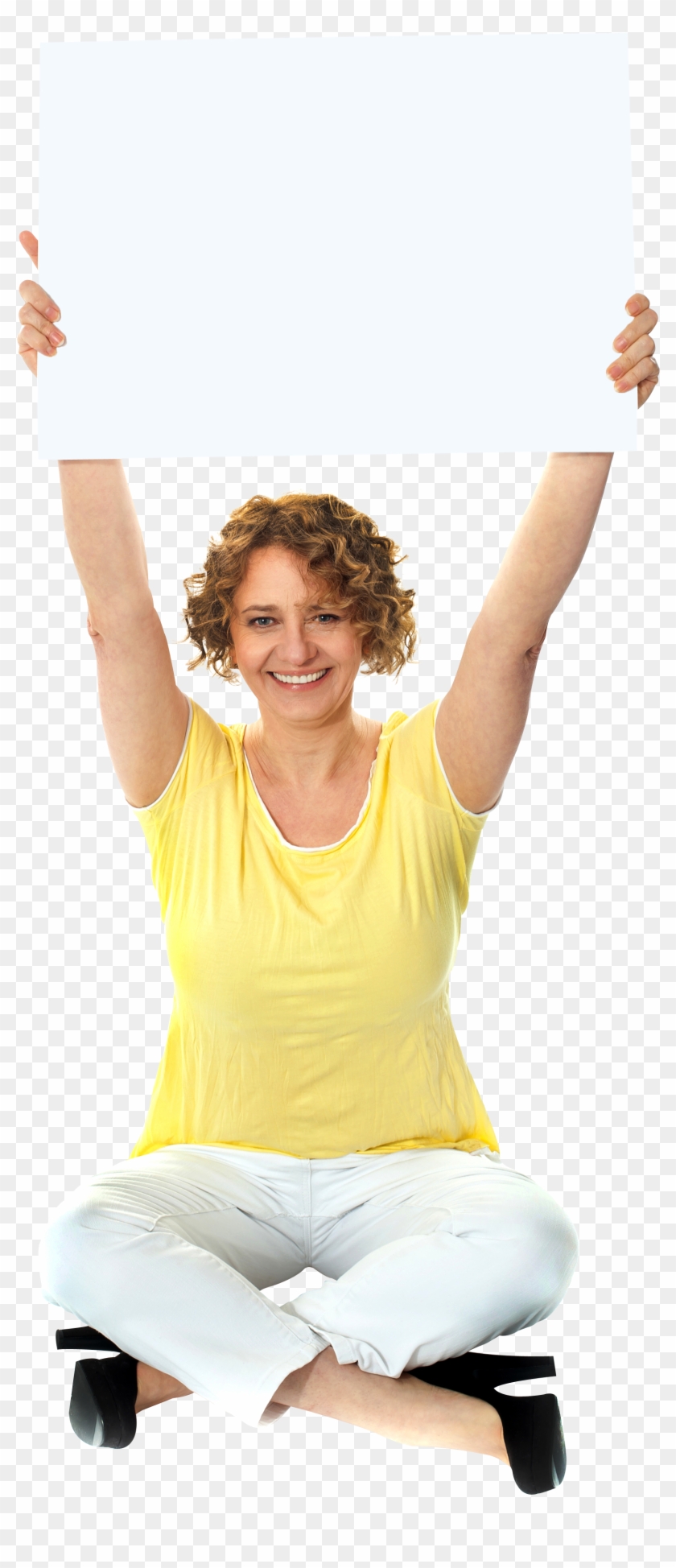 Women Holding Banner Royalty-free Png Photo - Sitting Clipart