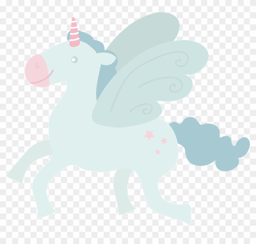 Unicorn, Fly, By Side, Wings, Horse - T-shirt Clipart #394509