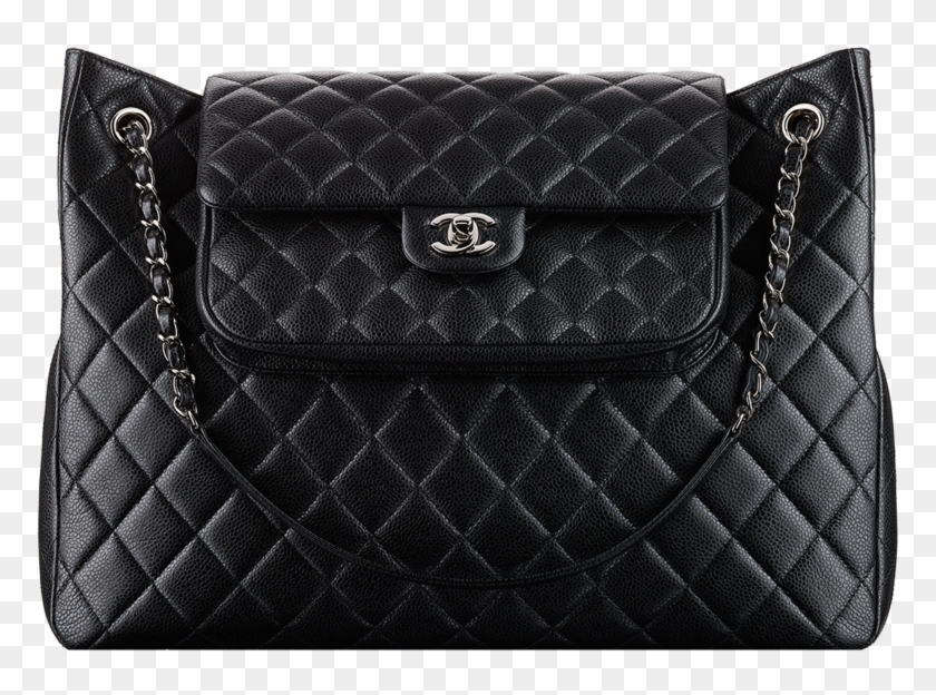Grained Calfskin Shopping Bag - Chanel Tote With Flap Clipart #394631