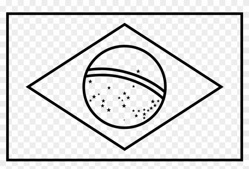 Brazil Flag Coloring Page Pdf Best In For Kids With - Brazil Flag Clipart Black And White - Png Download