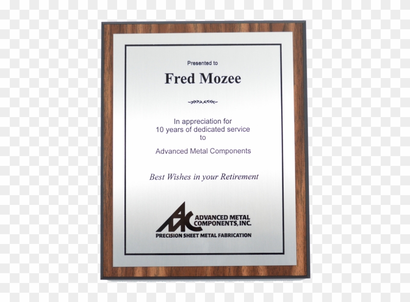 8″ X 10″ Walnut Finish Plaque With Silver Plate - Diploma Clipart #395045