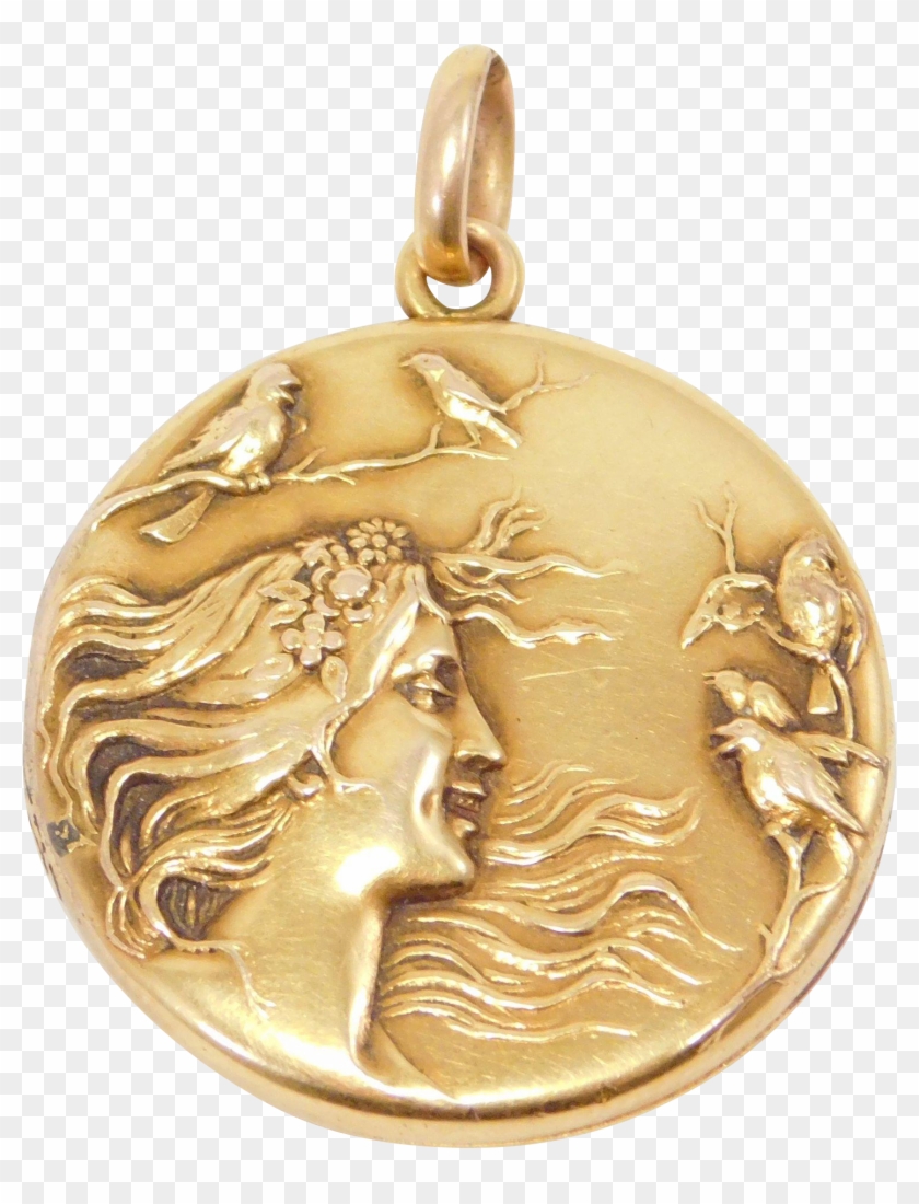 Ornate Art Nouveau 10k Gold Repousse Locket C - Locket Clipart #395610