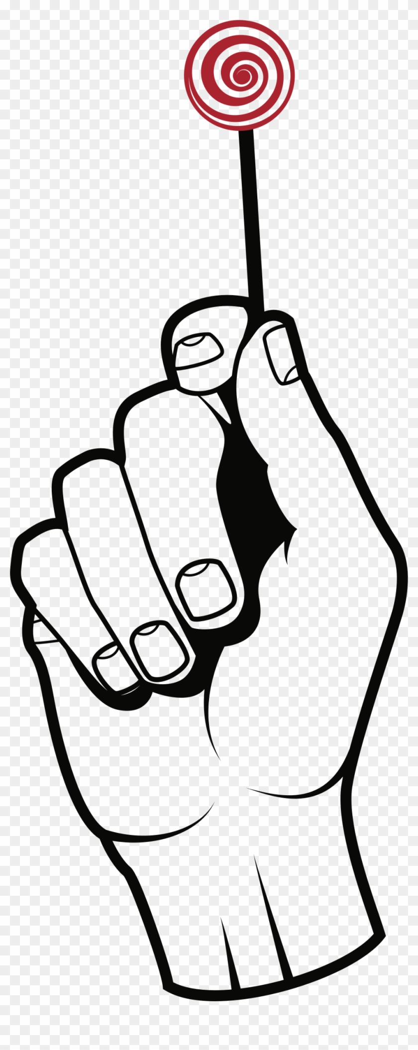 Big Image - Hand Holding Lollipop Drawing Clipart