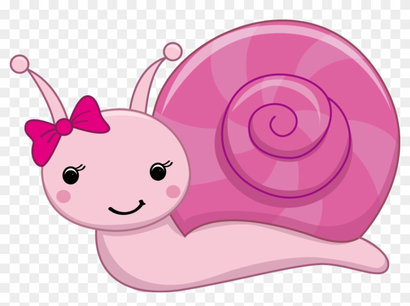 Pretty Pink Girly Jungle Animals - Pink Snail Cartoon Clipart #396615