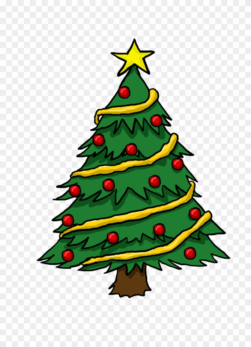 Drawn Christmas Ornaments Cartoon - Coloured Christmas Tree Drawing Clipart #396897