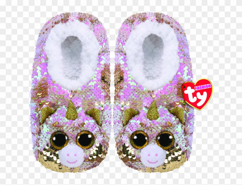 Fantasia The Multicoloured Unicorn Sequin Slippers - Unicorn Beanie Boo Slippers Clipart #3901177