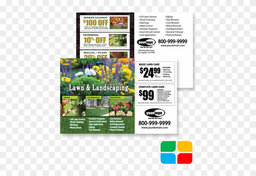 Lawn Maintenance Flyer Postcards - Tree Care Postcards Clipart