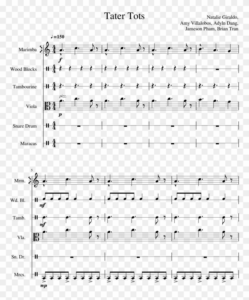 Tater Tots Sheet Music Composed By Natalie Giraldo, - Sheet Music Clipart #3904354