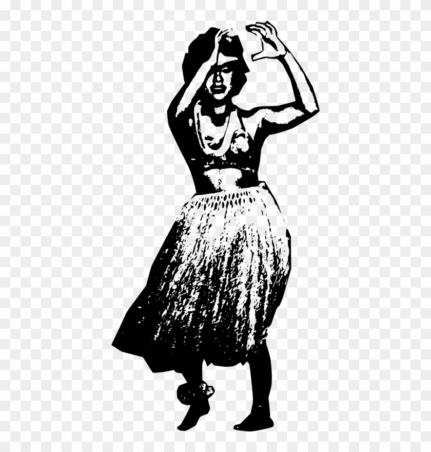 Old Style Hula Dancer Outline - Illustration Clipart