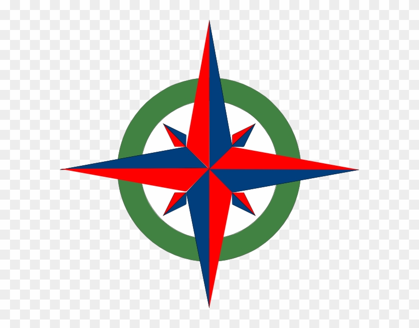Compass Rose Red Blue Green Clip Art - Compass Rose Images Color - Png Download