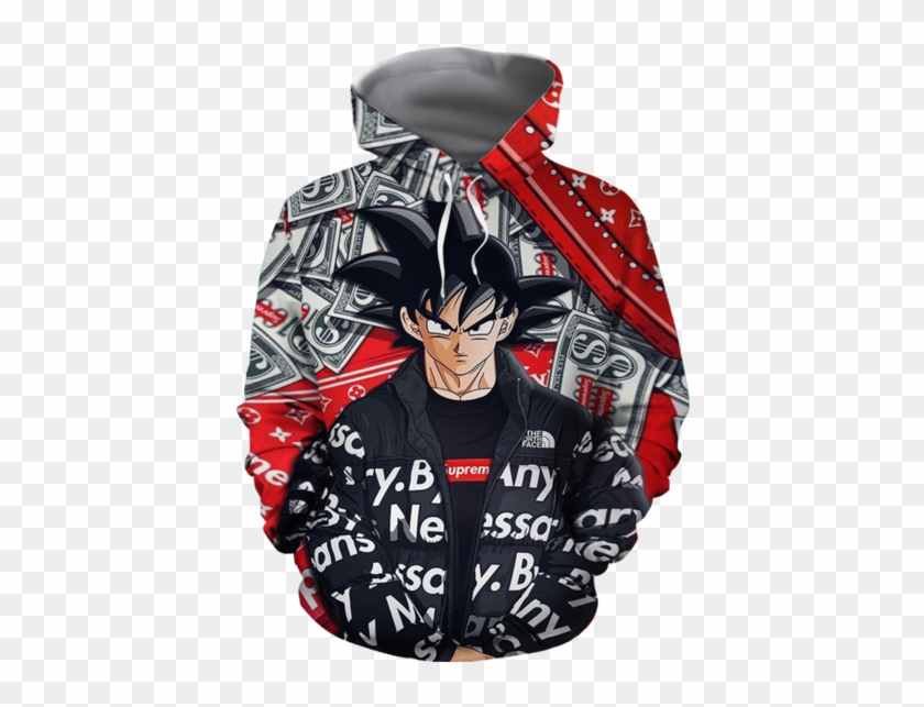 Dragon Ball Z Son Goku Supreme Louis Vuitton Black - Supreme Louis Vuitton Hoodie Clipart