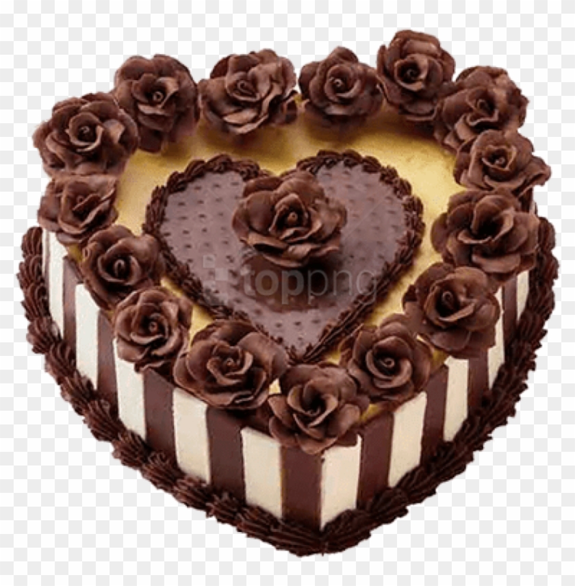 Free Png Download Chocolate Heart Cake With Roses Png - Chocolate Birthday Cake Png Clipart #3908355