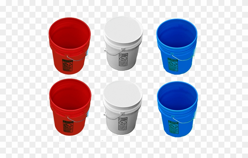 5 Gallon Buckets Six 6 Pack Plastic Red White Blue - Plastic Clipart #3908579