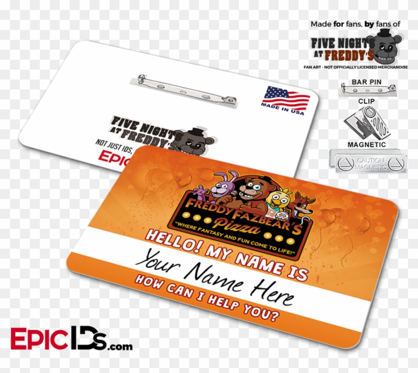 Freddy Fazbear's Pizza Fnaf Employee Name Badge - State Farm Id Badge Clipart #3908964