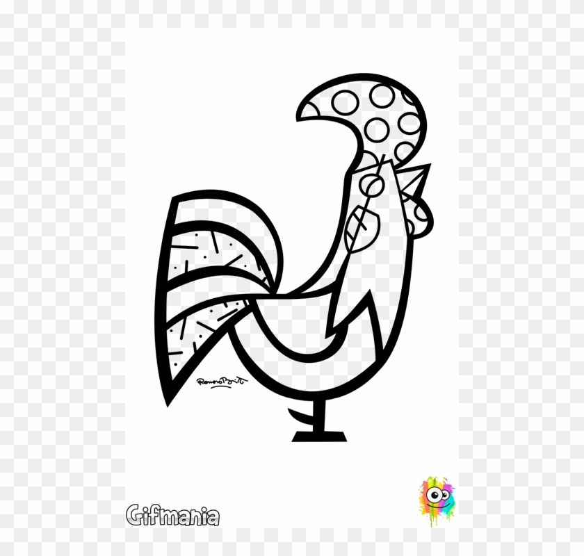 Drawing Rooster Mandala - Romero Britto Galinha Para Colorir Clipart #3909235