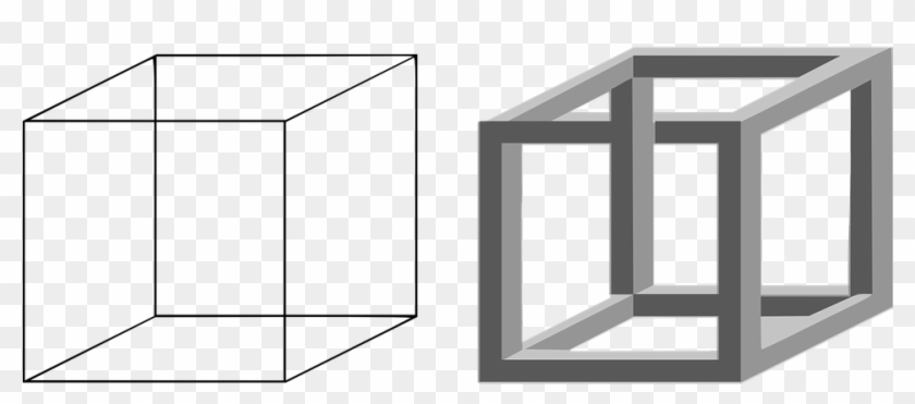 Cubes Transparent Glass Two Pair Objects Squares - Necker Cube Clipart #3911310