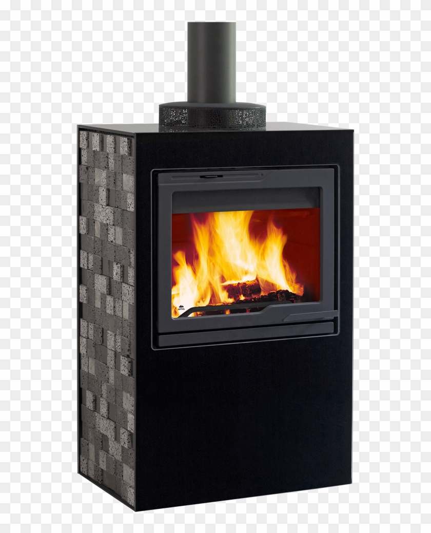 Black Glass Fireplace Surround And Lavastone Side Panels - Wood-burning Stove Clipart #3912158