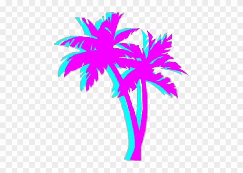 Bright Colorful Neon Aesthetic Tumblr Vaporwave - Vaporwave Palm Tree Png Clipart