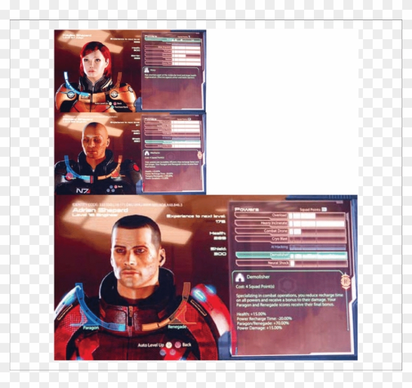 Portraits Of Three Different Versions Of Commander - Mass Effect 2 Clipart