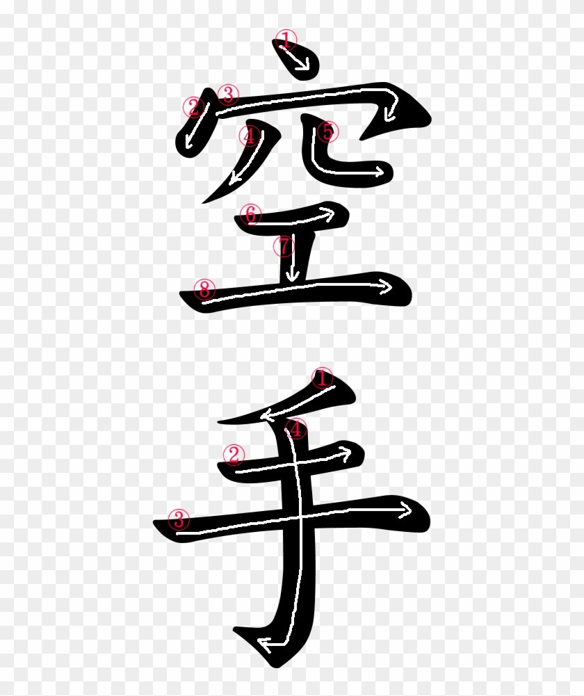 Stroke Order For 空手 - Write Karate In Japanese Clipart #3913503