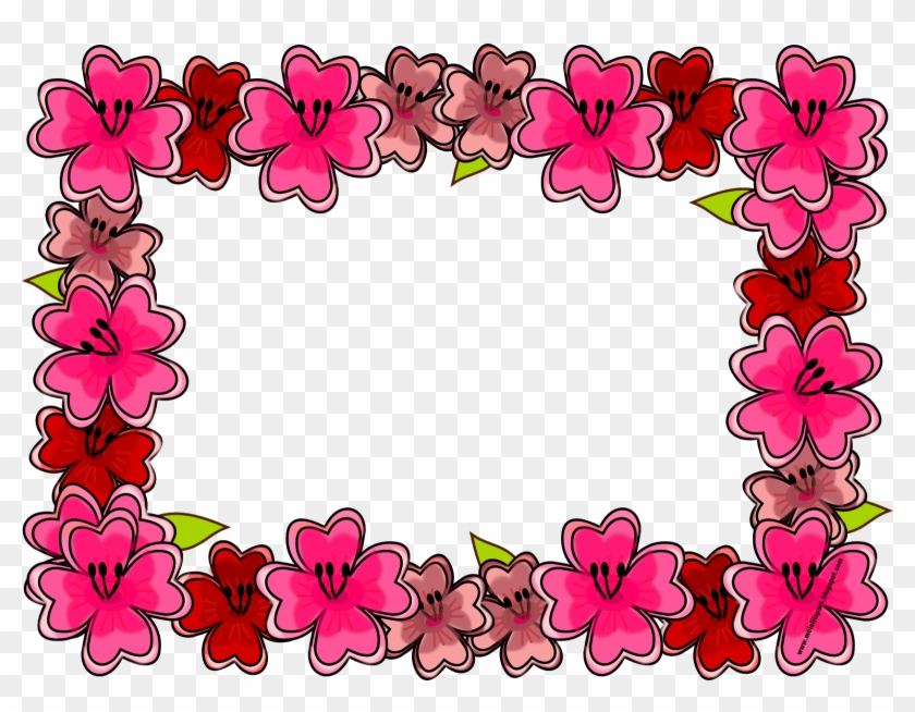 Free Digital Pink And Red Flower Frame Png - A4 Kağıt Kenar Süsleri Clipart