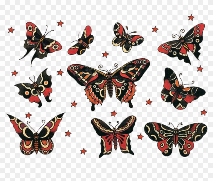 Image Result For Old School Butterfly Design - Old School Traditional Moth Tattoo Clipart #3914994
