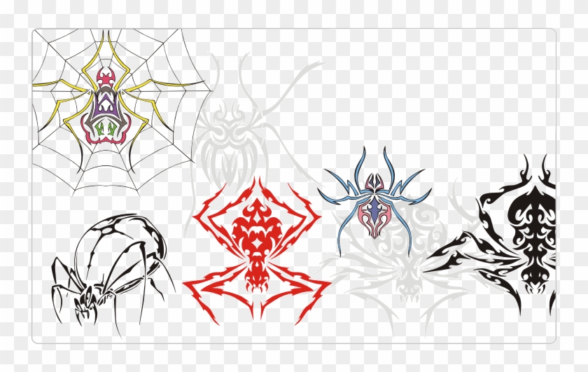 Vector Clipart Set - Spider Tattoos - Png Download