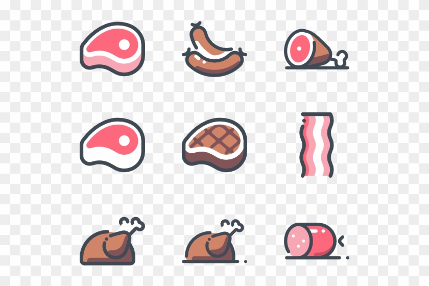 Cleaver Vector Cartoon Meat - Meat And Fish Icons Clipart #3915870