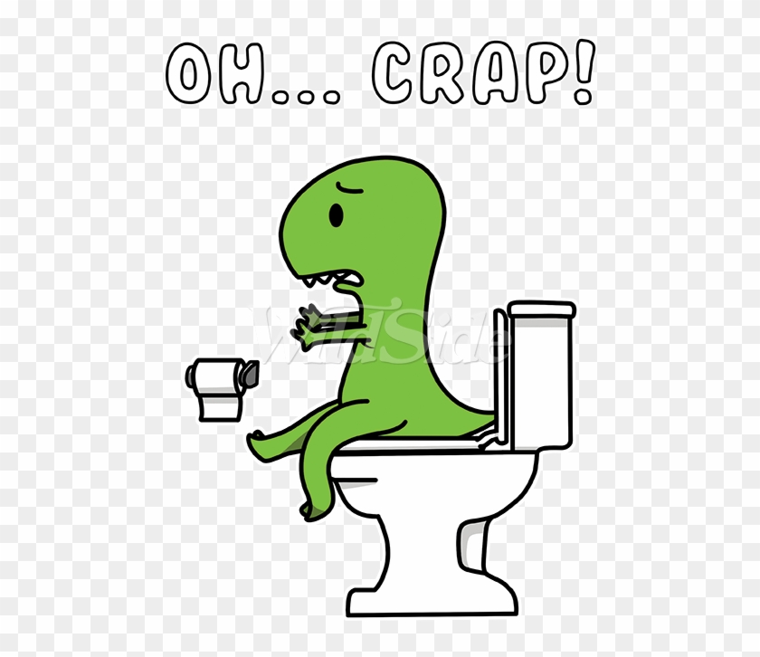 T-rex On Toilet - Cartoon Clipart