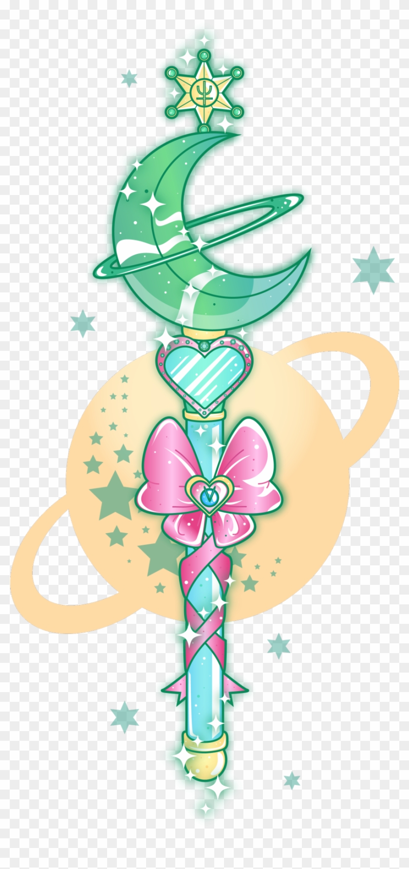 Sailor Neptune Wand - Sailor Jupiter Symbol Wand Clipart #3917398