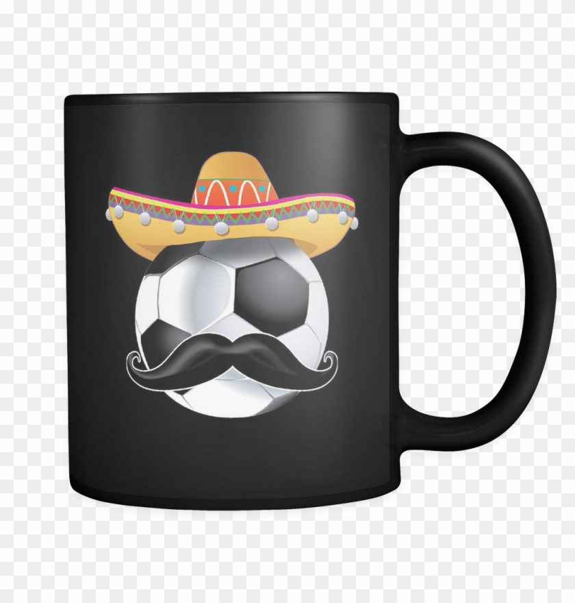 Funny Soccer Ball Mustache Mexican Sport - Earth Day Coffee Mugs Clipart #3919768