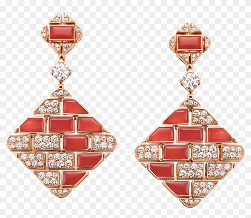Wild Pop High Jewellery 18 Kt Rose Gold Earrings Set - Bulgari Triangle Earrings Clipart