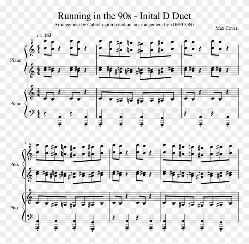 Running In The 90s - Sheet Music Clipart