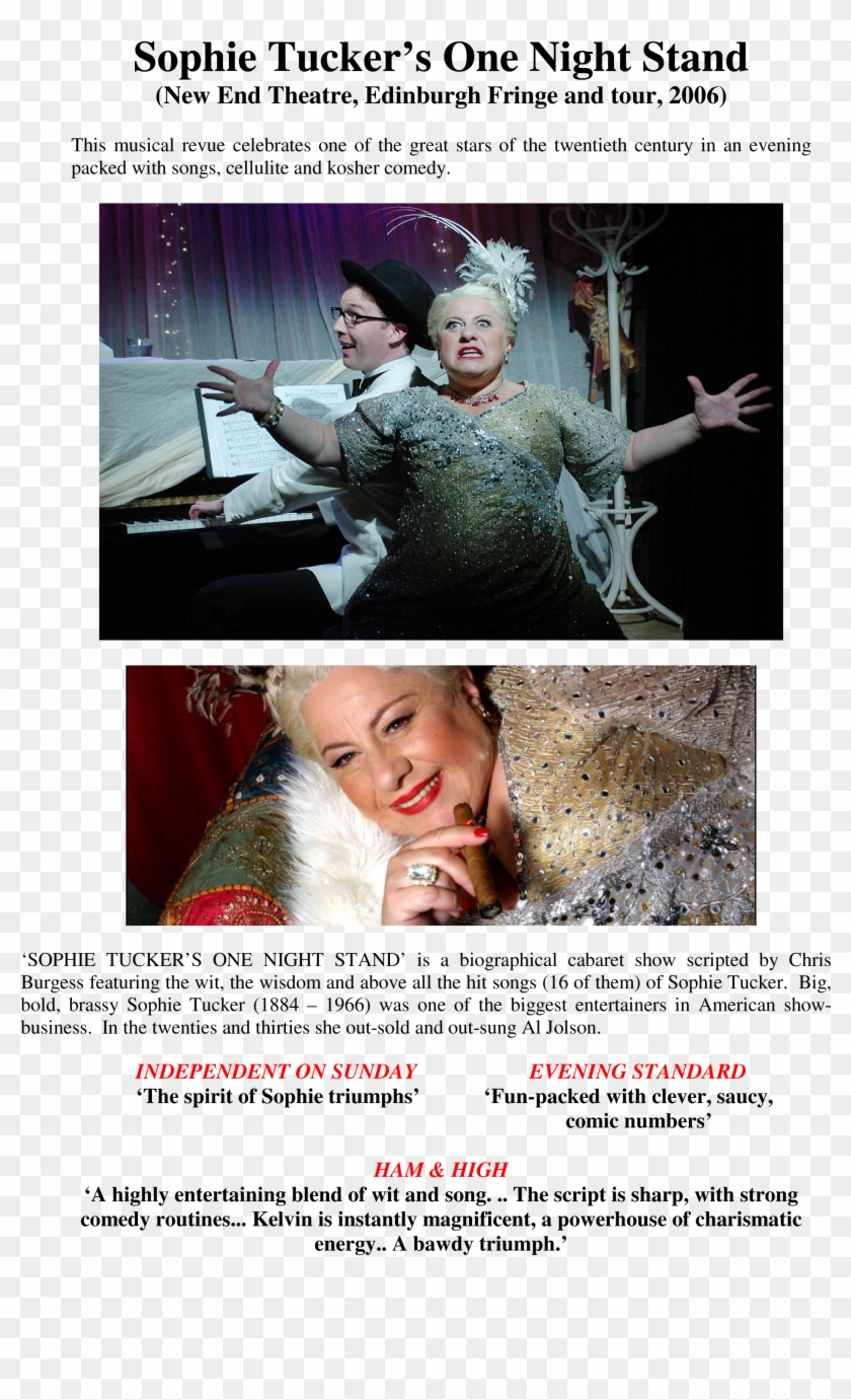 Sophie Tucker's One Night Stand - Flyer Clipart #3923354