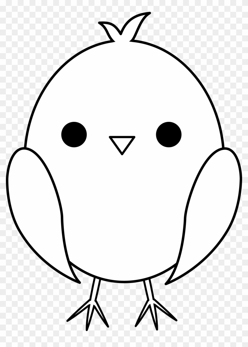 Cute Baby Chick Line Art - Drawing Clipart