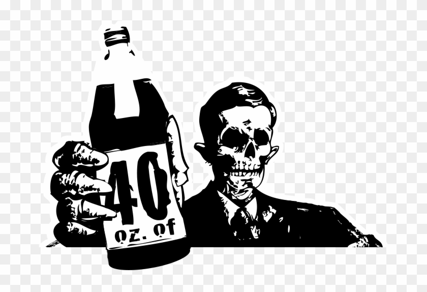 Beer Clipart 40oz - 40 Oz Beer Stencil - Png Download