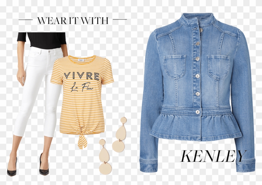 Kenley Denim Jacket, Mary Tie Front Tee, Kia Mid Waisted - Pattern Clipart #3926649