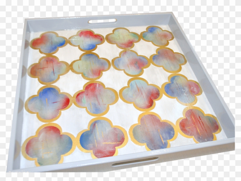 Quatrefoil In Multi Color Square Large Ottoman Tray - Watercolor Paint Clipart #3927320