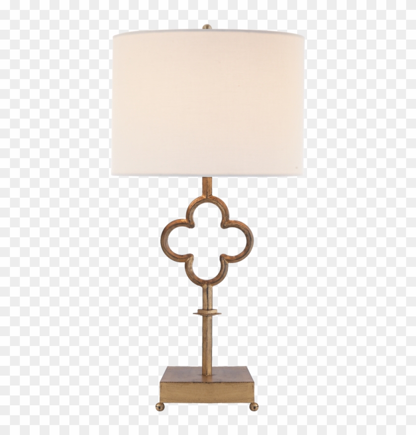 Quatrefoil Table Lamp In Gilded Iron With Linen - Lampshade Clipart #3927436