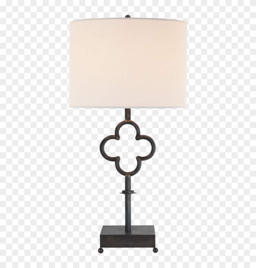 Quatrefoil Table Lamp In Aged Iron With Linen Sh - Visual Comfort Clipart #3927582