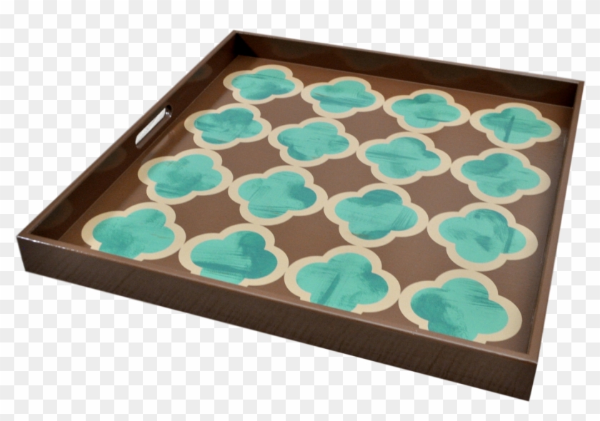 Quatrefoil In Brown And Green Square Large Ottoman - Cupcake Clipart #3927647