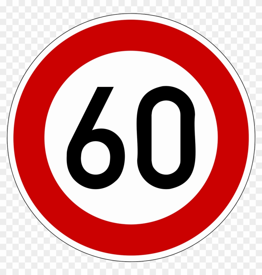 Traffic Sign Road Sign Shield Png Image - Maximum Speed Limit 60 Clipart #3927827