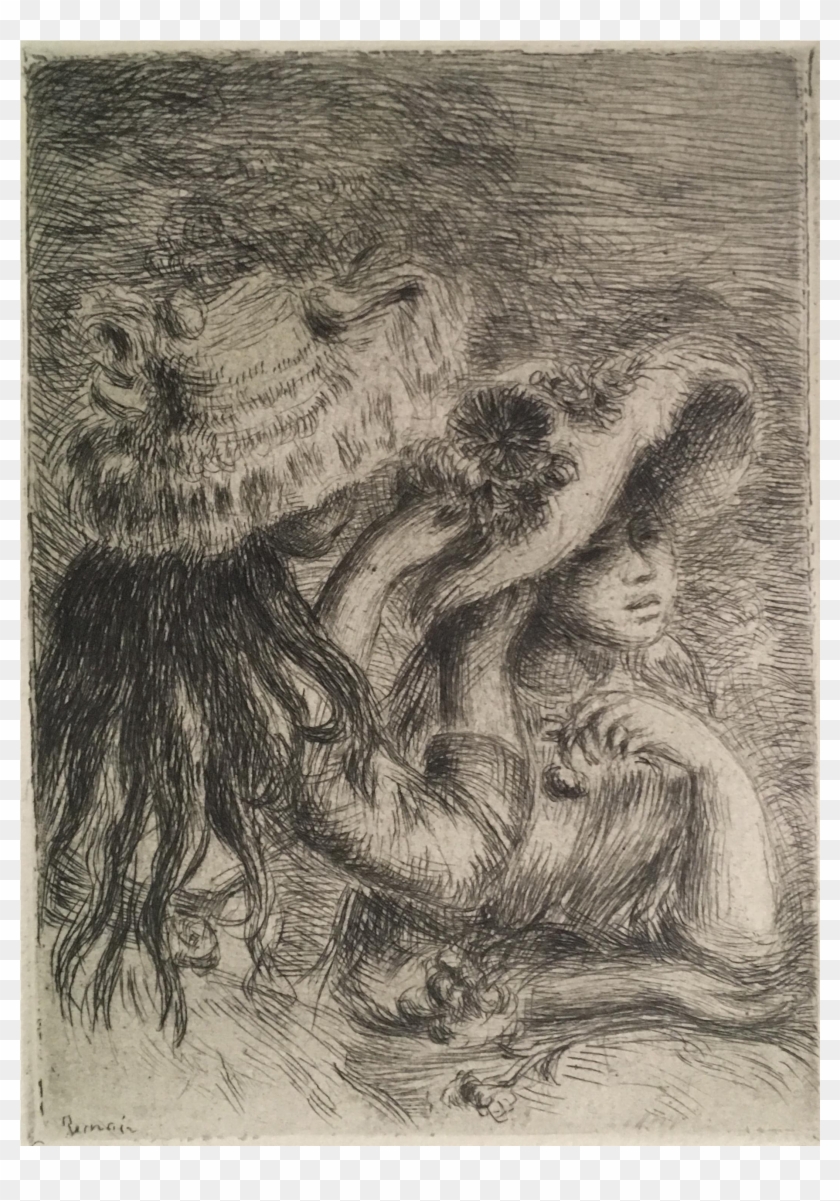 Pierre-august Renoir's Well Known Etching, Le Chapeau - Le Chapeau Épinglé Renoir Clipart