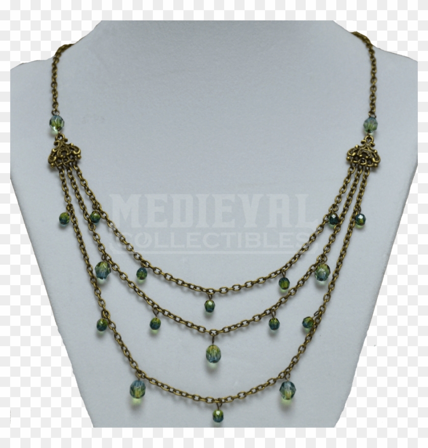Draped Medieval Beaded Necklace - Medieval Beaded Necklace Clipart
