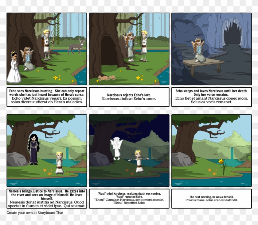 Narcissus - Fox And The Crow Storyboard Clipart #3931365