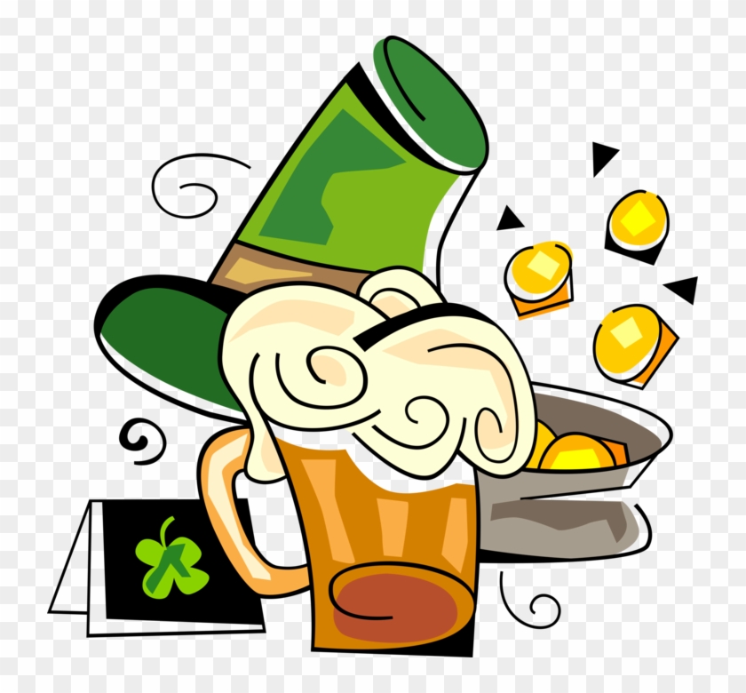 Vector Illustration Of St Patrick's Day Beer And Pot - St Patrick's Day Clipart