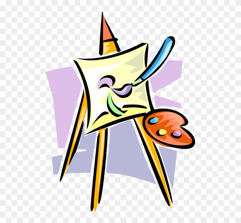 Vector Illustration Of Visual Arts Artist's Easel For Clipart