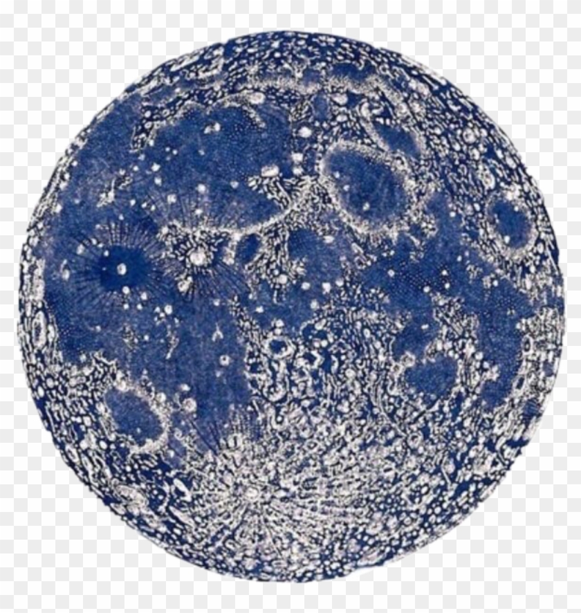 #moon #blue #night #spooky #vintage #aesthetic #saimantarrat - La Luna Vintage Poster Clipart #3935731