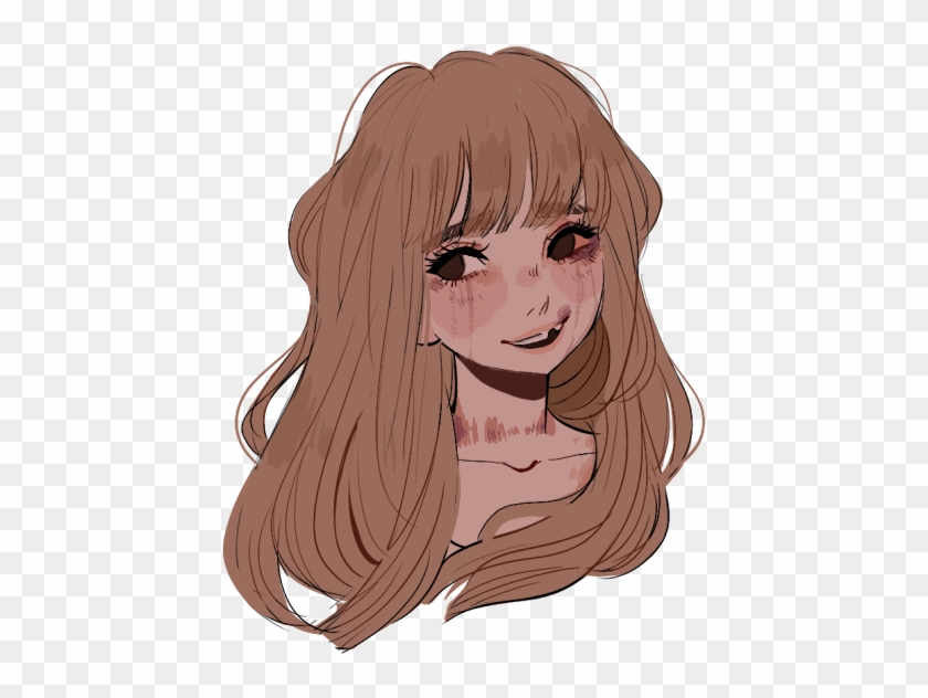 Long Hair Clipart Realistic Girl - Drawn Girl With Bangs - Png Download